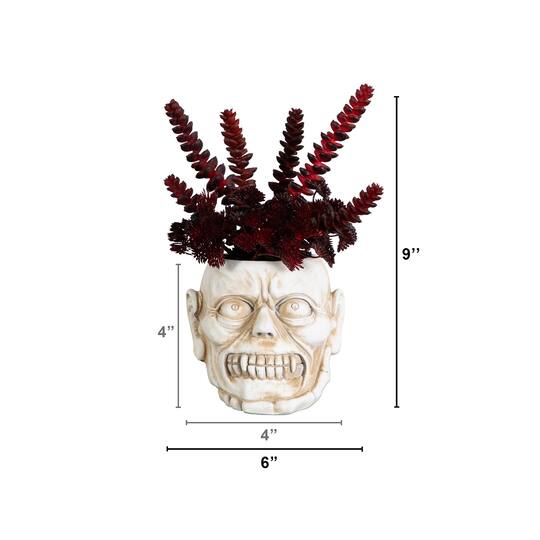 10" Artificial Halloween Succulent Plant in Zombie Halloween Planter
